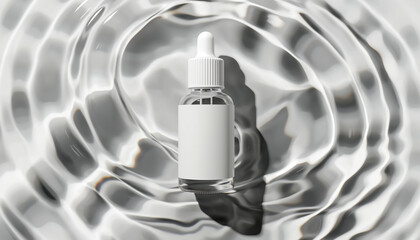 Dropper serum essence Bottle with white empty blank for Mockup, serum face gel in a bottle with label for cosmetic advertisement 