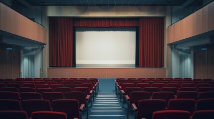 Fototapeta premium Empty Theater with Red Curtains and Seats 