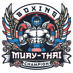 muay thai fight tshirt design vector	