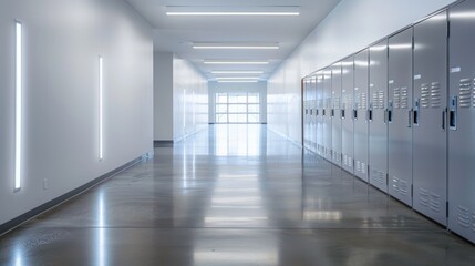Obraz premium Minimalist School Hallway with Lockers 