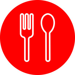 Disposable cutlery Vector Line White Circle Red