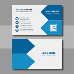 Clean Corporate Business Card Layout with blue color. Modern unique creative business card. Business card for business and personal use. Vector illustration design, Print ready,