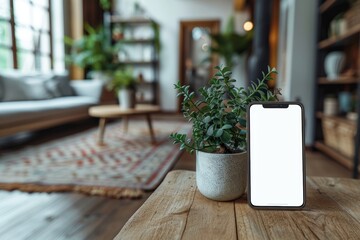 Tranquil Sanctuary: Minimalist Smartphone Display in a Serene Setting