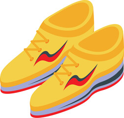 Yellow sneakers with laces for running, training and sports activities, comfortable shoes, modern design