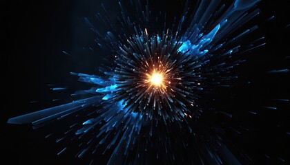 Fototapeta premium Abstract blue geometric background Explosion power design with the crushing surface 3d illustration