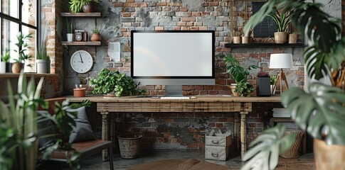 Tranquil Oasis: Spacious Minimalist Setup with Serene TV Display