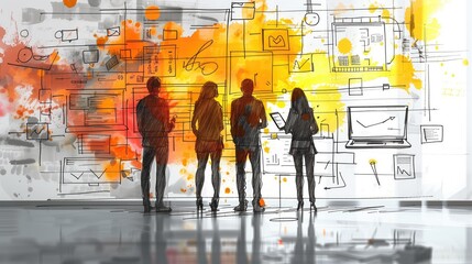 In the creative space of the marketing department, a team collaborates on campaign strategies. generated AI	
