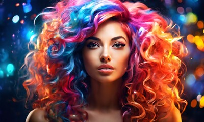 Fototapeta premium A woman with a colorful hair style on her head