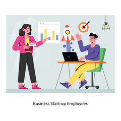 Business Start-up Employees concept flat style stock illustration. EPS 10 File