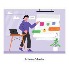 Business Calendar concept flat style stock illustration. EPS 10 File