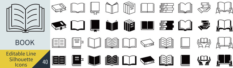 線の編集ができる線画とシルエットの本に関するアイコンセット（アウトライン化していない）