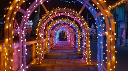 Fototapeta premium Tunnel Decorated with Thousands of LED Lights
