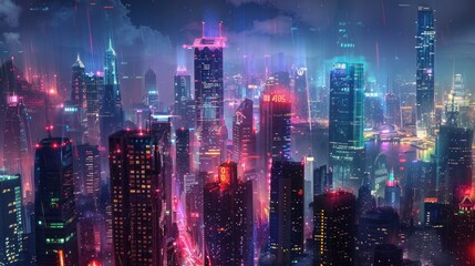 Fototapeta premium Nighttime Splendor of a Majestic City