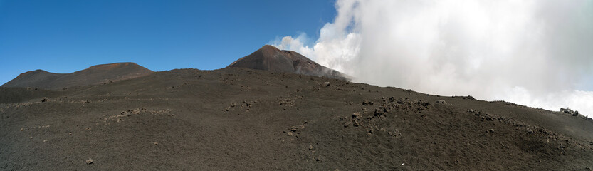 Fresh lava at Etna volcanoPeaceful Scenic Mount Etna Panoramic after erruption, Sicily, Italy, Panorama