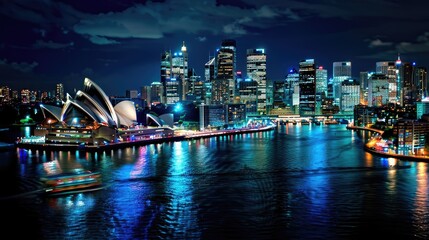 Fototapeta premium Nighttime Splendor of a Majestic City