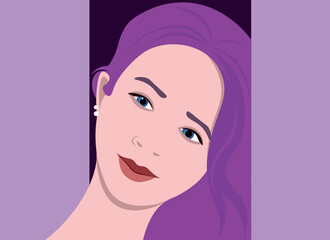 A purple color female with a smile