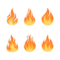 Fire flat. Fire icons vector set. Flat icons.