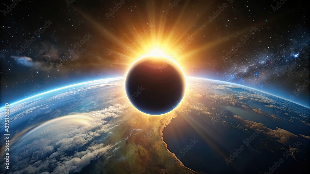 Canvas Prints Enigmatic beauty of a total solar eclipse casting a shadow over earth, celestial, phenomenon, eclipse, solar, total, sky, beauty