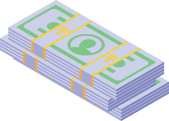 Stack of banknotes is shown, representing financial concepts such as wealth, savings, and income
