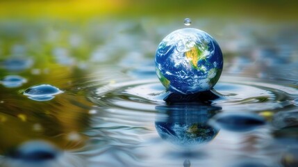 water drop with earth , World Water Day ,photography 