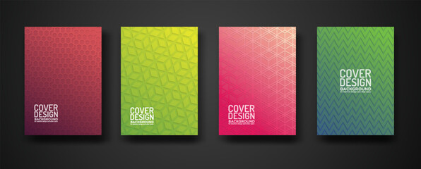 set cover design with modern geometric lines textured pattern and colorful dynamic gradation