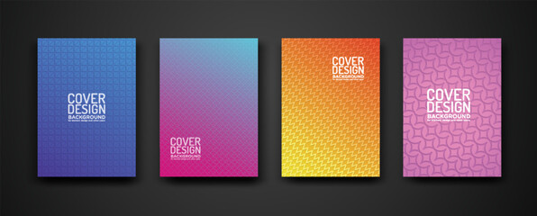 Fototapeta premium set cover design with modern geometric lines textured pattern and colorful dynamic gradation
