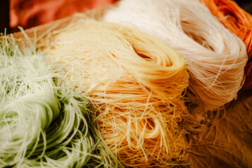 Closeup of colorful rice noodles
