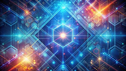 Obraz premium Futuristic abstract digital background with geometric shapes and patterns , technology, digital, abstract, futuristic, background