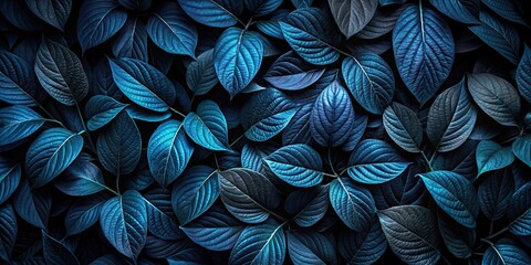 Dark black and blue leaves background wallpaper, foliage, nature, abstract, texture, pattern, vibrant, colorful, design