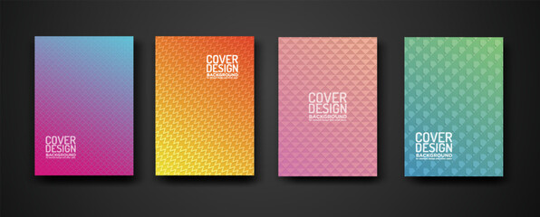 set cover design with modern geometric lines textured pattern and colorful dynamic gradation