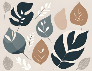 Fototapeta premium Minimal abstract Scandi style Creativity art leaves design background
