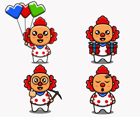 cute vector design illustration mascot character clown bundle