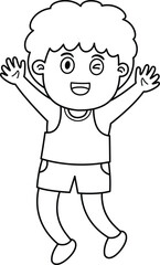 Kid boy stand happy celebrating pose