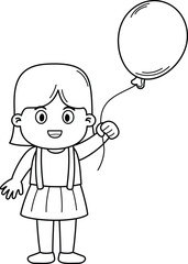 happy cute kid girl holding balloon