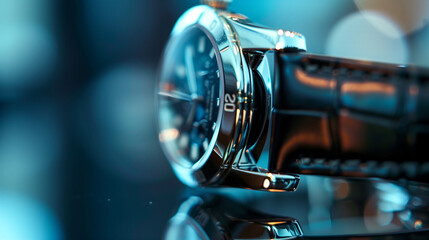 Close-up of a Luxury Watch with Leather Strap
