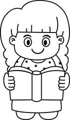 Kid girl reading book illustration vector