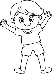 Kid boy stand happy celebrating pose