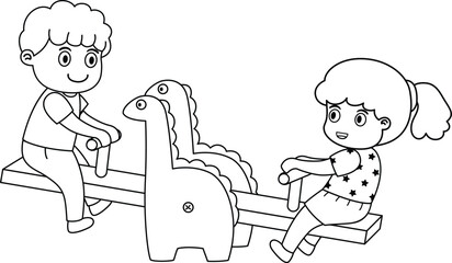 Illustration of  kid playing outside vector