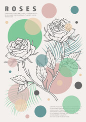 Flowers roses colorful vintage sticker