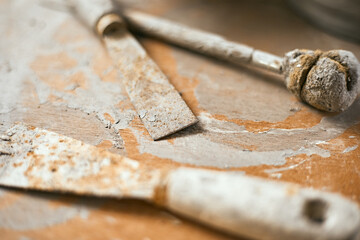 Close up Tools for forming clay on background