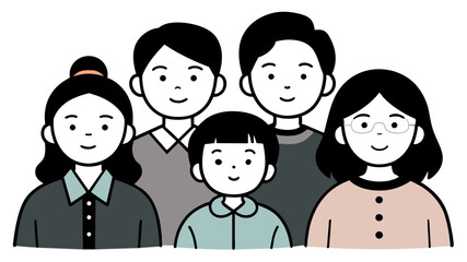 Asian Big Family Vector Illustration A Celebration of Togetherness