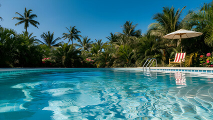 Fototapeta premium Crystal clear pool beckons on sweltering day