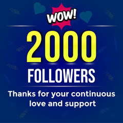 Elegant number to thank 2000 followers, the latest premium Premium vector for poster, banner, celebration greeting.
