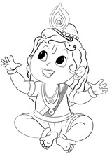 Krishna Drawing - Happy Janmashtami