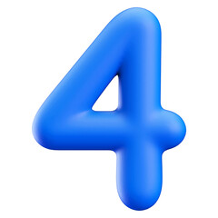 Obraz premium Blue 3D Number 4