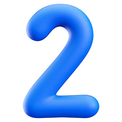 Blue 3D Number 2