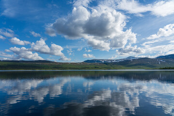Landscape at Langas lake in Gällivare, Lappland, Sweden.