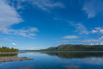 Landscape at Langas lake in Gällivare, Lappland, Sweden.