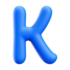 Blue 3D Bubble Font Letter K uppercase
