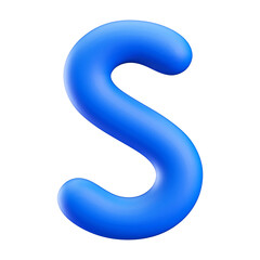 Blue 3D Bubble Font Letter S uppercase